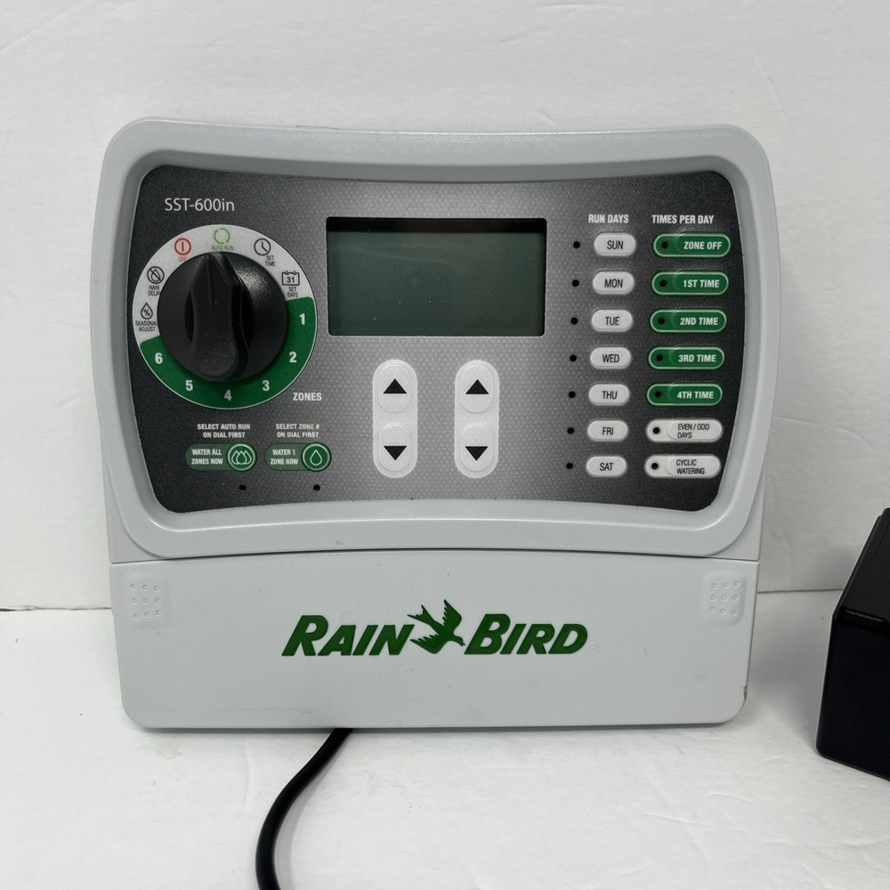 Rain Bird SST-600in 6-Zone Indoor Sprinkler Timer with Power Supply - Tested !